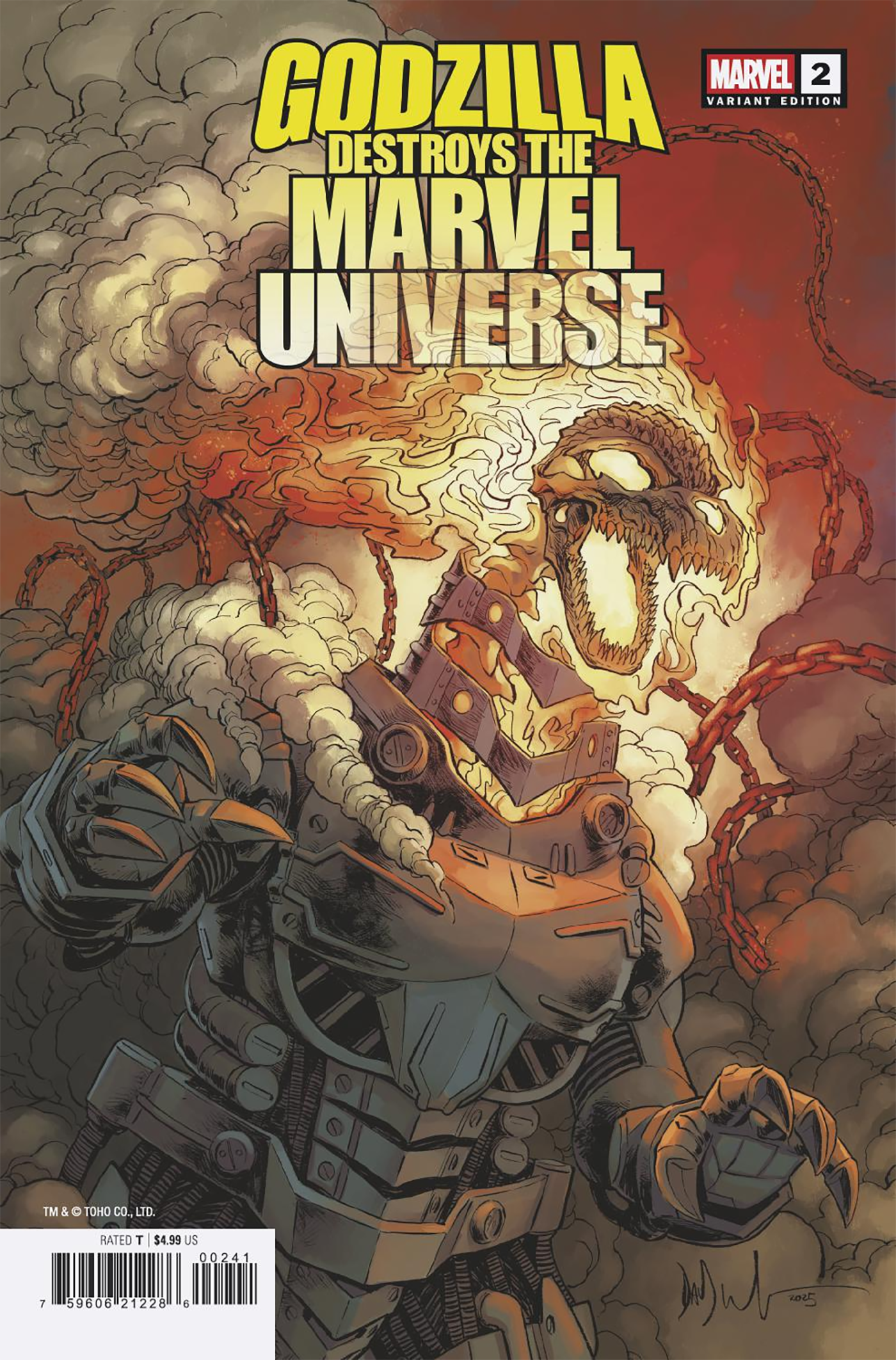 GODZILLA DESTROYS THE MARVEL UNIVERSE #2 DAVE WACHTER MARVELIZED MECHA-GHOST RIDERZILLA VARIANT (8/20/2025)