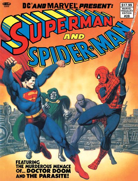 DC AND MARVEL PRESENT SUPERMAN AND SPIDER-MAN (MARVEL TREASURY EDITION #28) #1 FACSIMILE EDITION CVR A JOHN ROMITA SR & BOB LARKIN (2/4/2026)