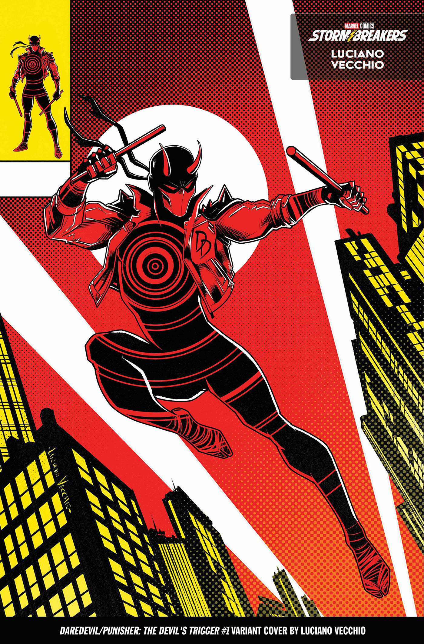 DAREDEVIL/PUNISHER: THE DEVIL'S TRIGGER #1 LUCIANO VECCHIO FROM THE CHAOS A COSTUME VARIANT (11/26/2025)